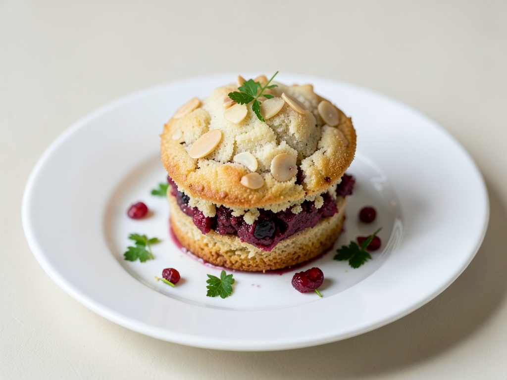 Fluffige Mandel-Muffins mit Hagebuttenfüllung