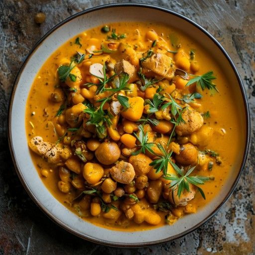 Curry cremoso de mango y lentejas