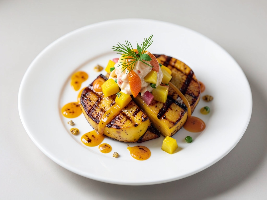 Mango a la parrilla con aderezo cítrico de piña