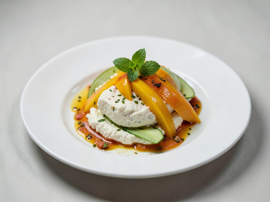 Crema fresca de mango y requesón con lima