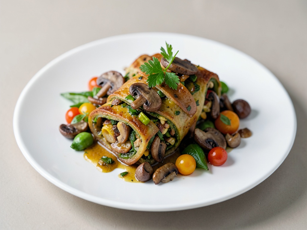 Rotoli di verdure al forno con bietola e funghi