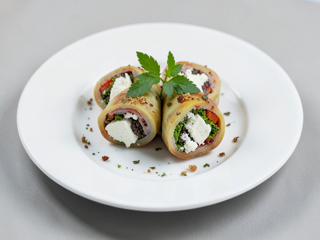 Rotolo di barbabietola con ripieno di formaggio di capra e salvia