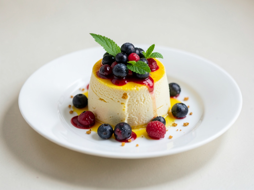 Frische Mangomousse mit Erdbeer-Topping