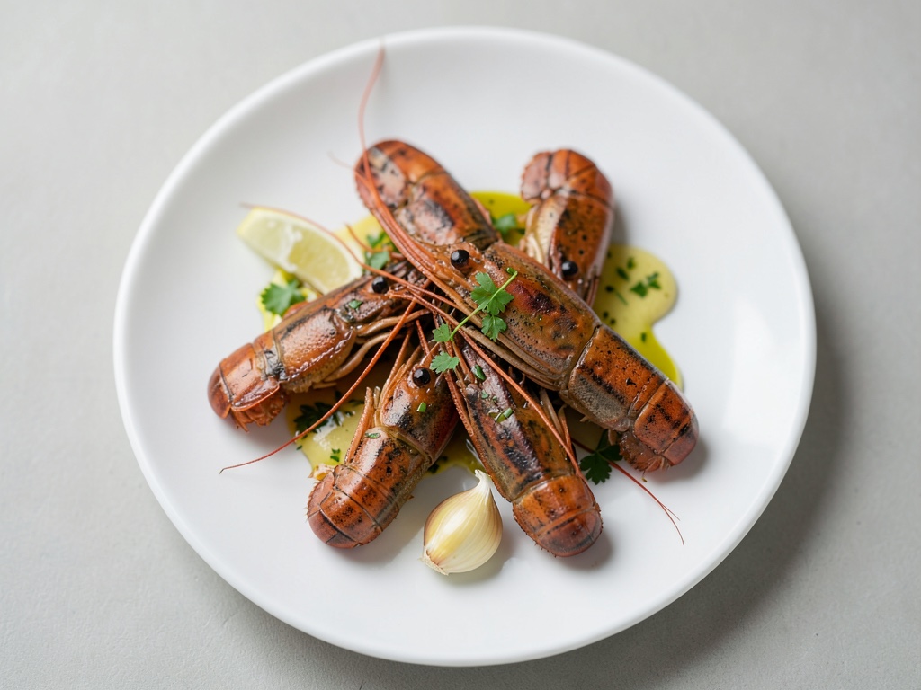 Gambas con limón y aroma a ajo