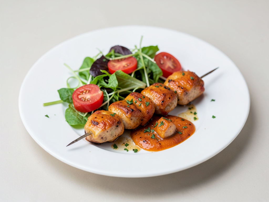Spiedini di pollo alle arance con insalata fresca