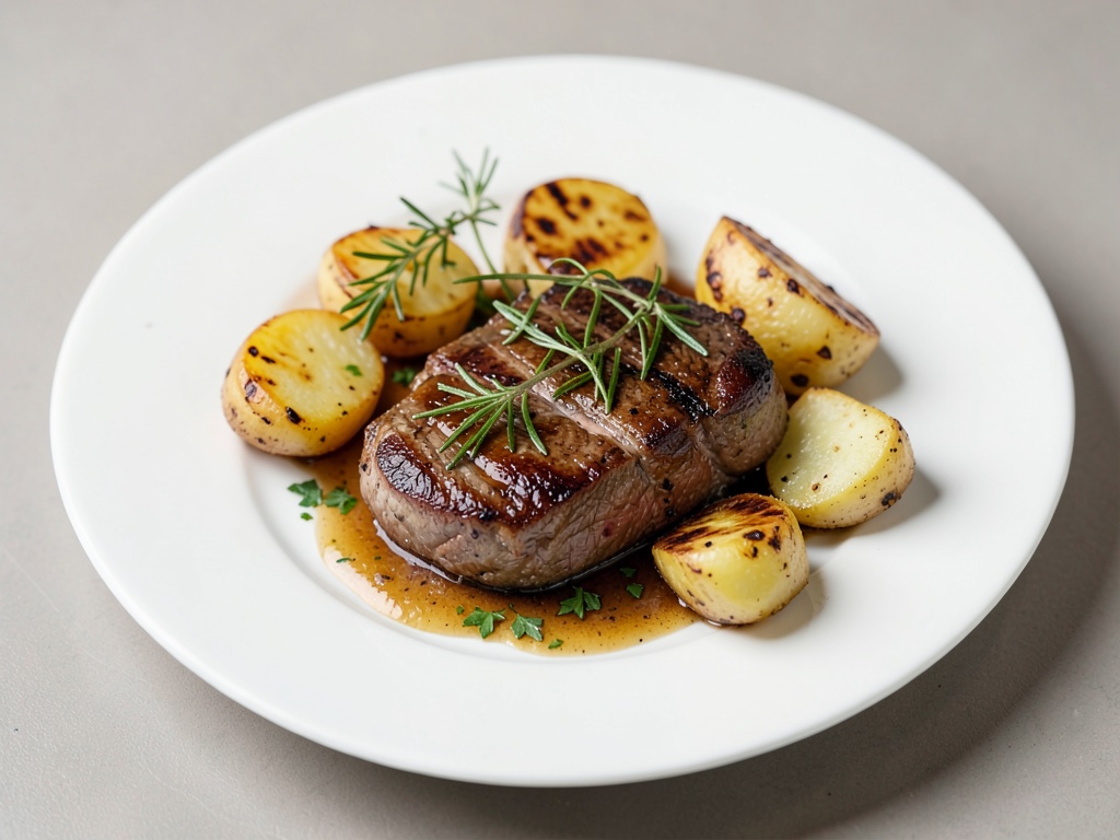 Agnello al rosmarino e limone con patate alla griglia
