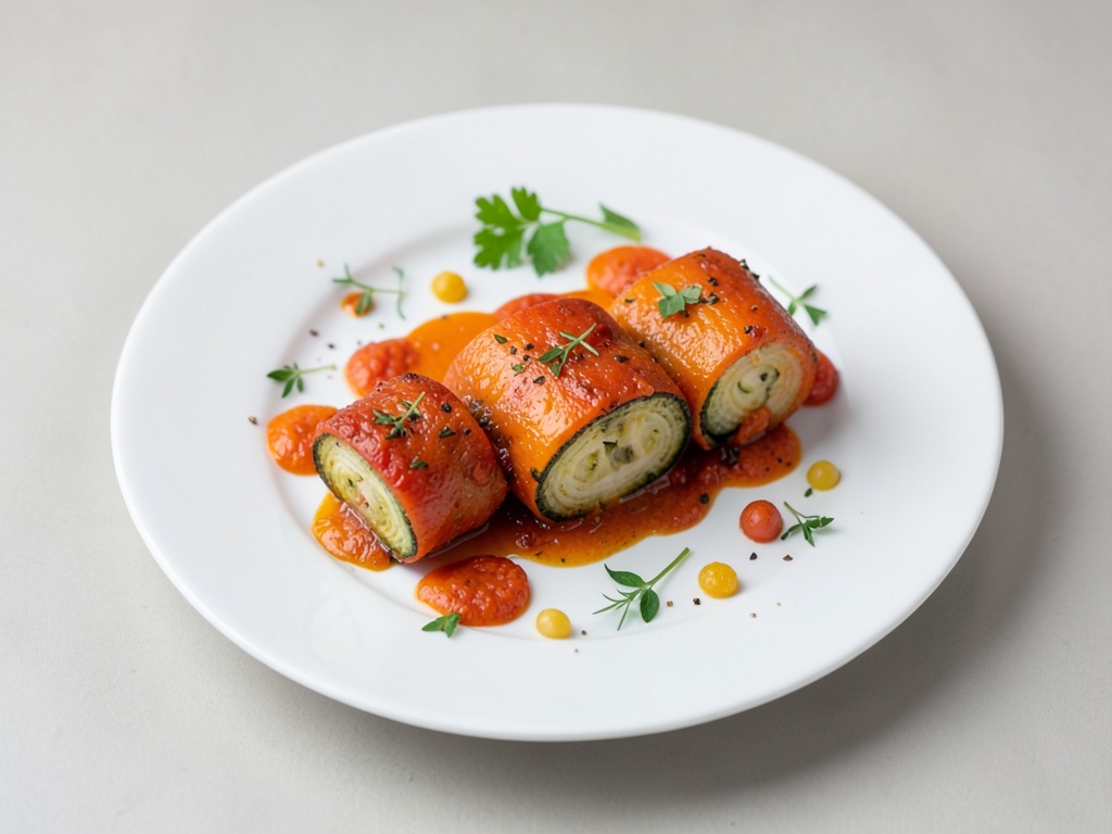 Rouleaux de carottes et courgettes marinés
