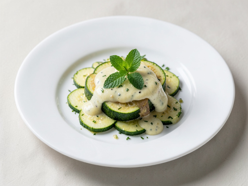 Calabacín fresco con aderezo de menta y limón