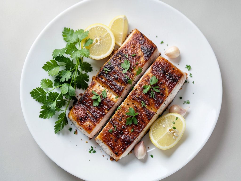 Bar au four avec marinade fraîche au citron et à l'ail
