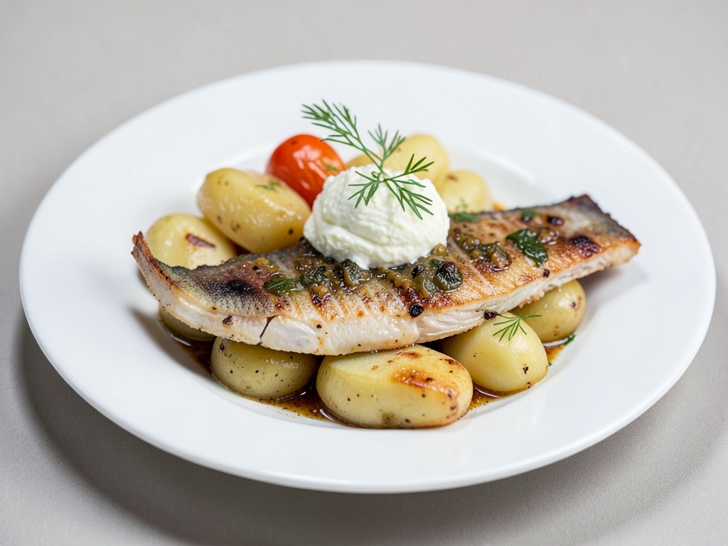 Carpe di Norimberga in marinata con crema al rafano e patate