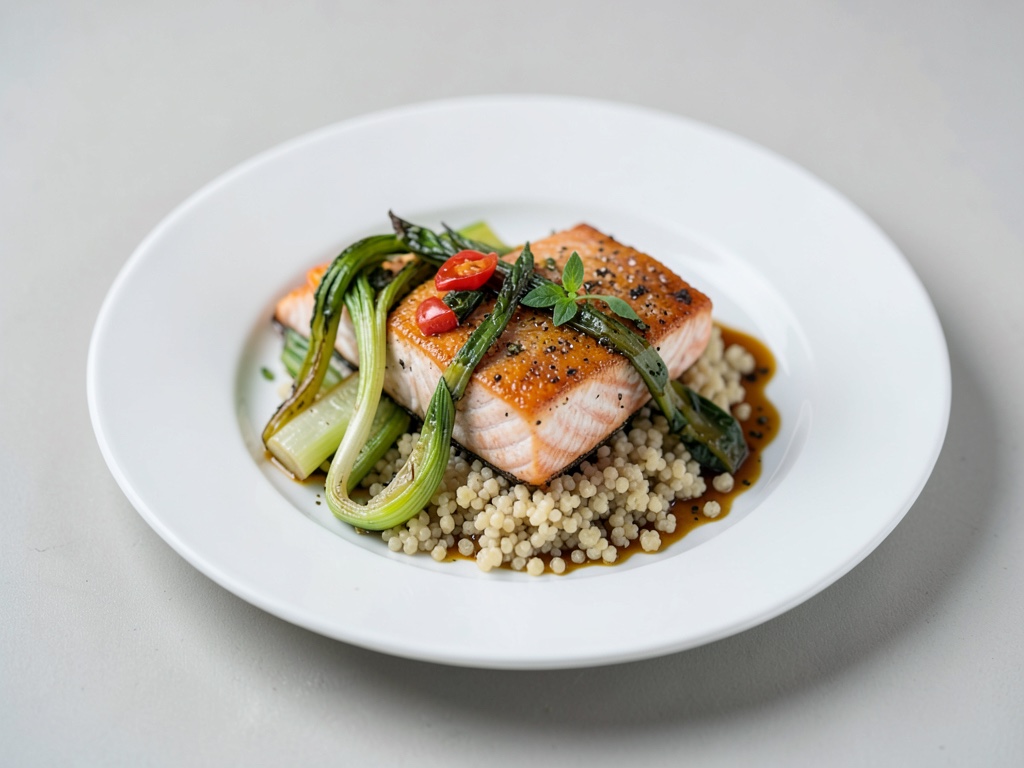 Salmone al limone con finocchi e couscous