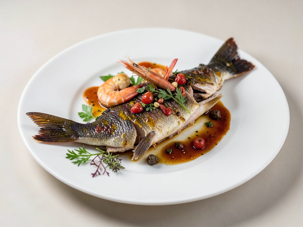 Pesce sudamericano marinato con gamberi