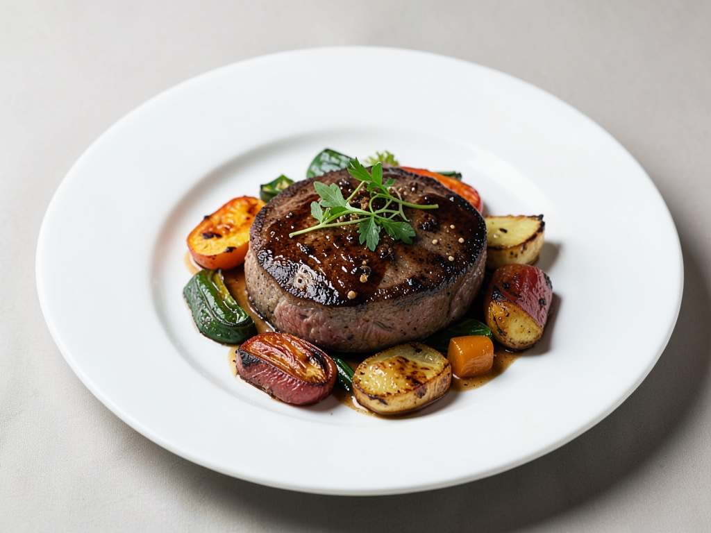 Filetto di agnello all'aglio con verdure al forno