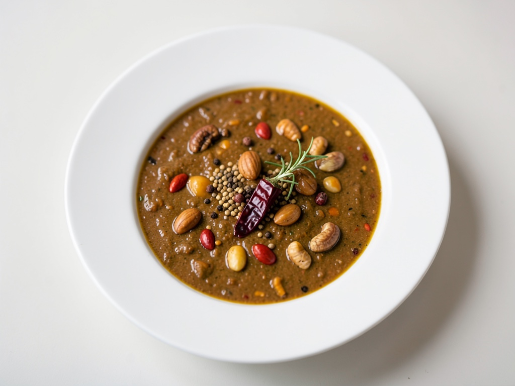 Sopa cremosa de castañas y calabaza con nueces especiadas