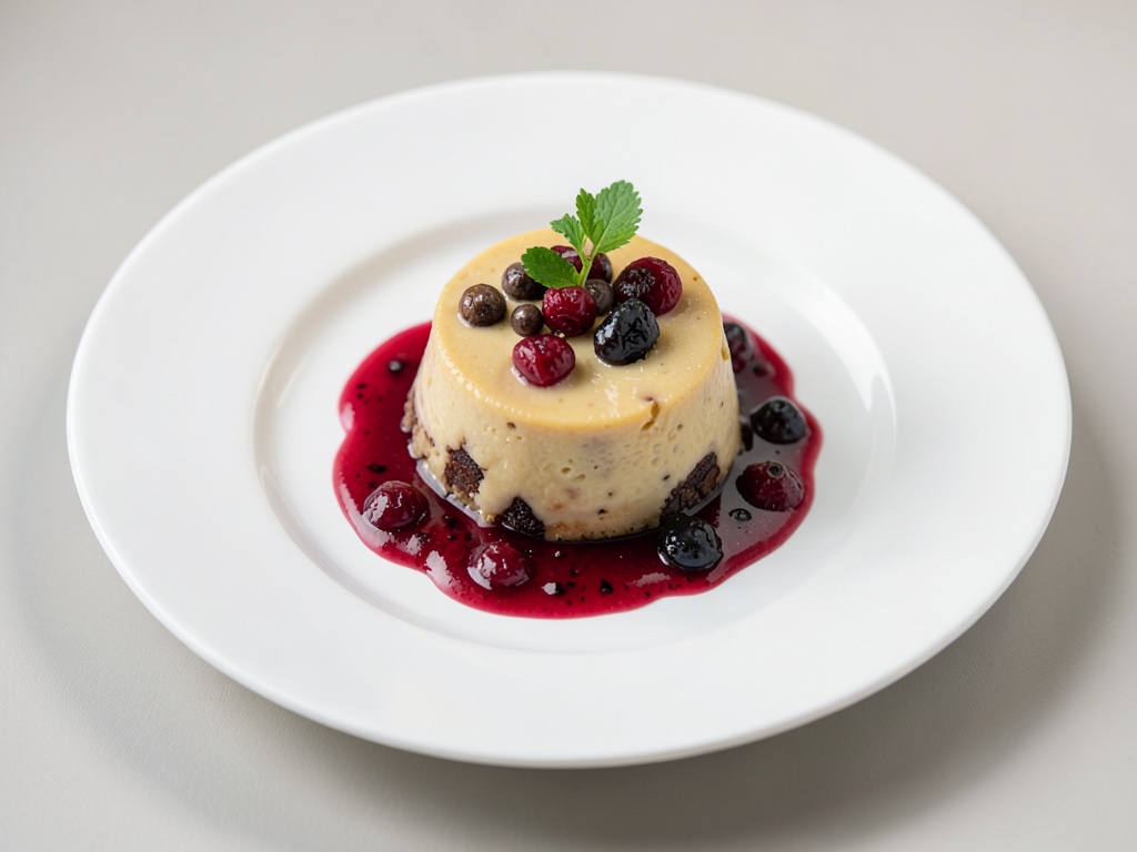 Cremoso budino di castagne con salsa ai frutti di bosco