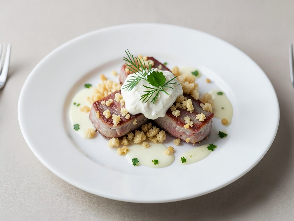 Filetti di aringa con croccante di mela e yogurt cremoso
