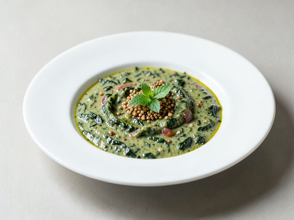Zuppa mediterranea di ortica con olio di semi di zucca
