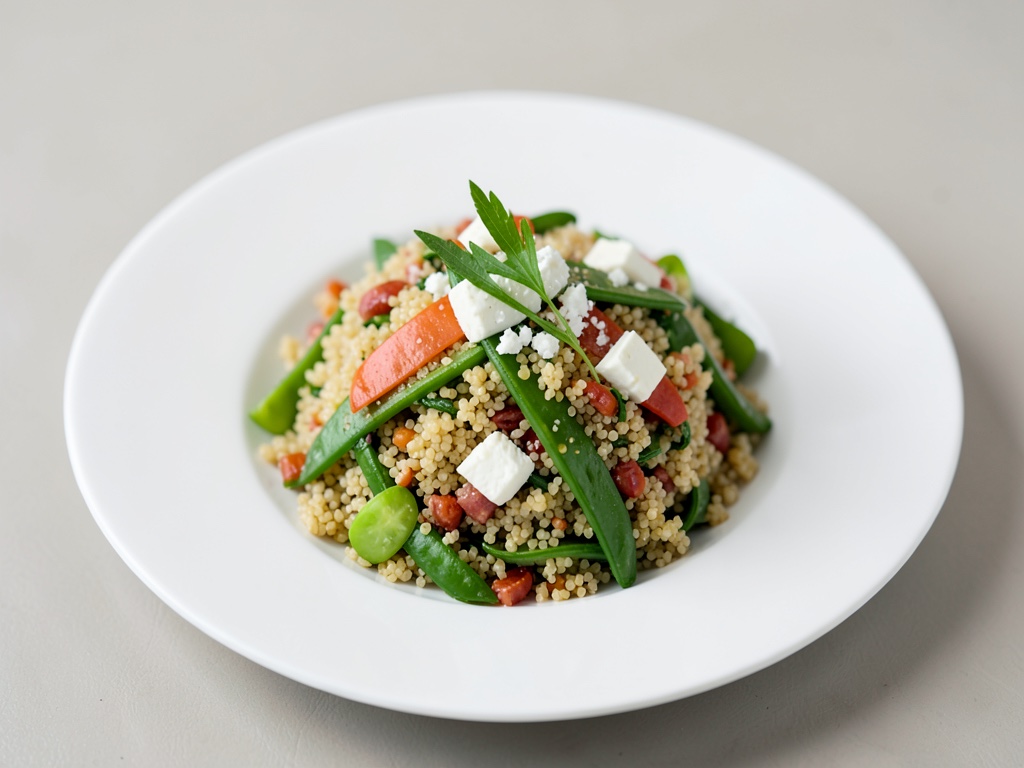 Insalata fresca di couscous con fagiolini e formaggio di pecora