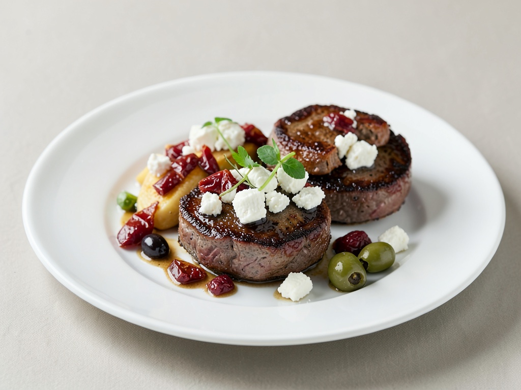 Hamburger di agnello con feta, pomodori secchi e olive