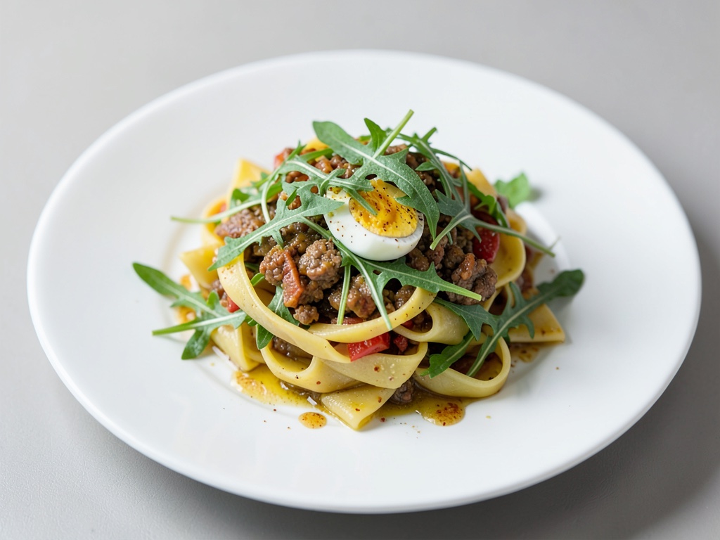 Frischer Nudelsalat mit Rucola und Ei