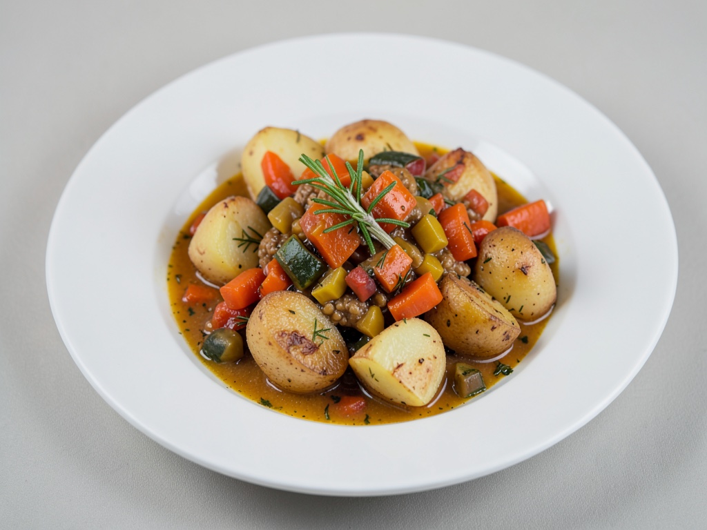 Stufato di verdure con patate al rosmarino