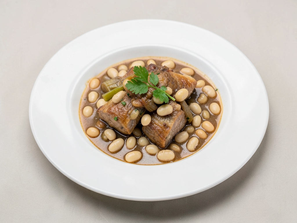 Confortevole pollo con fagioli bianchi e finocchio