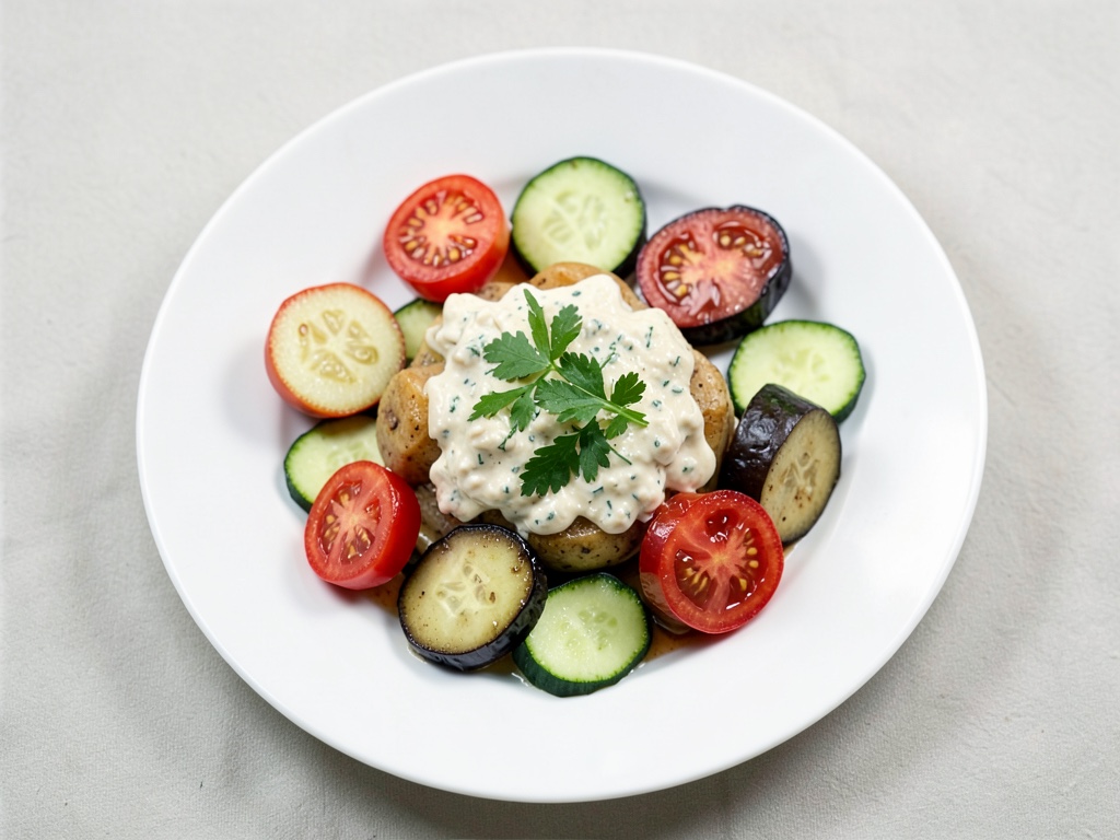 Verdure al forno mediterranee con quark alle erbe fresche