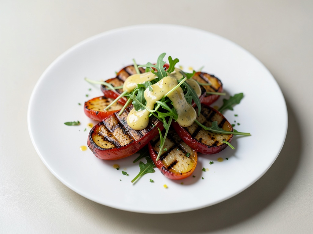 Peperoni grigliate con rucola e condimento al miele e limone