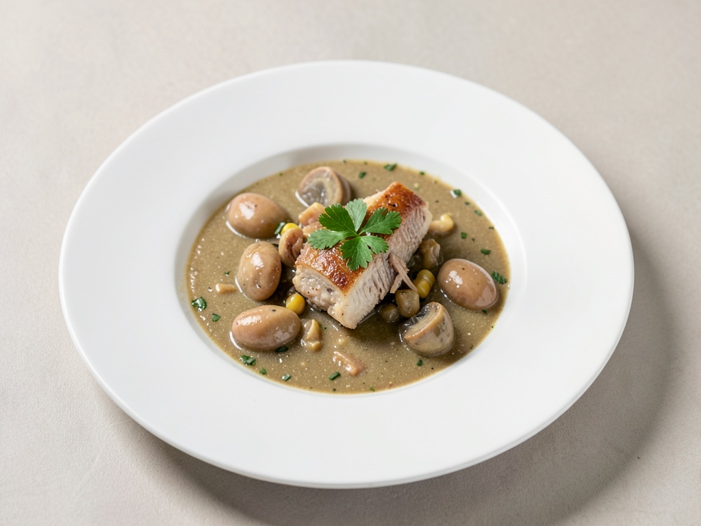 Sopa de pescado y mejillones sabrosa