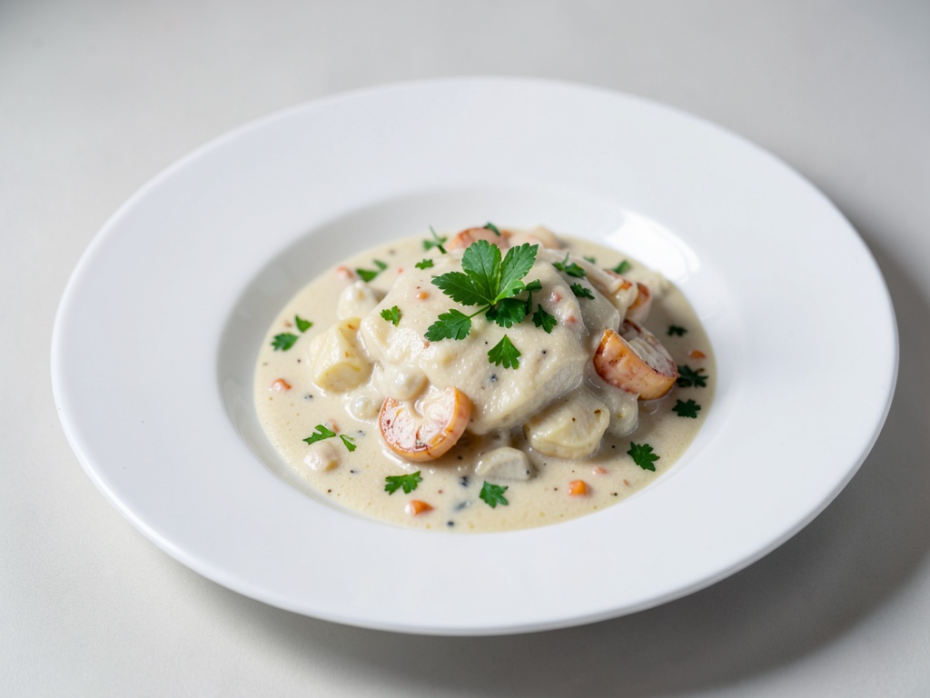 Cremoso piatto di frutti di mare al cocco