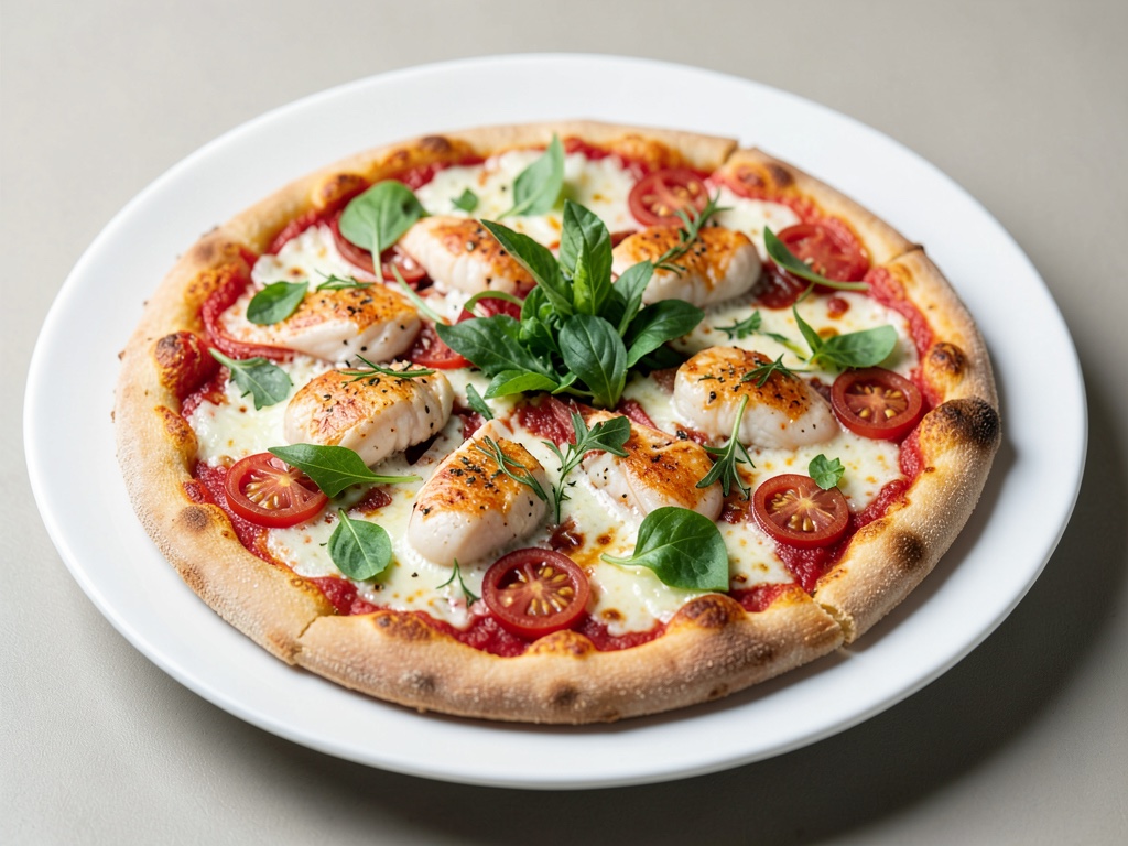 Pizza ai frutti di mare con condimento fresco