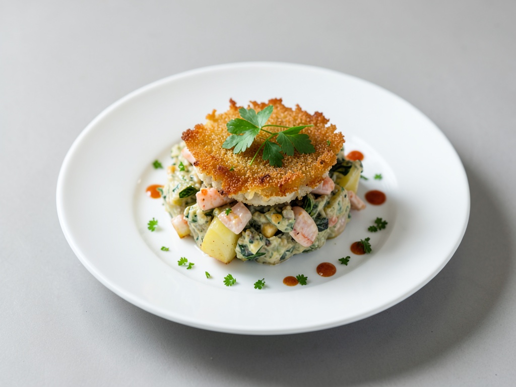 Ragoût de fruits de mer à la croûte de pomme de terre croustillante