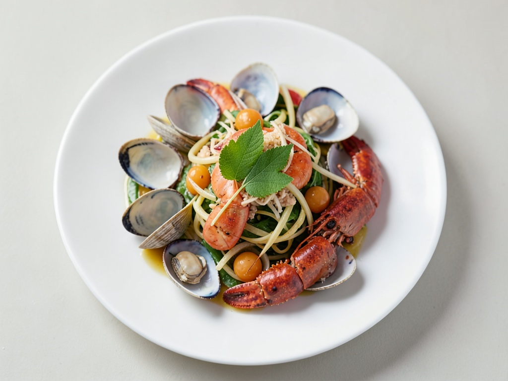 Insalata di frutti di mare croccante con condimento fresco