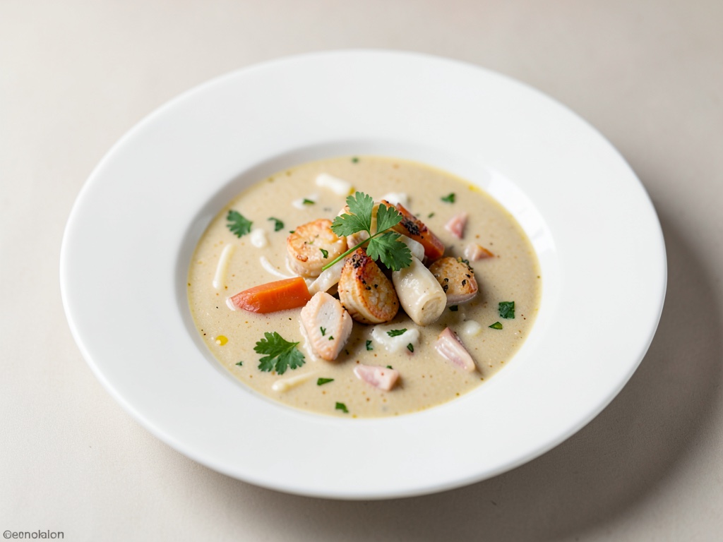 Zuppa cremosa di frutti di mare al cocco
