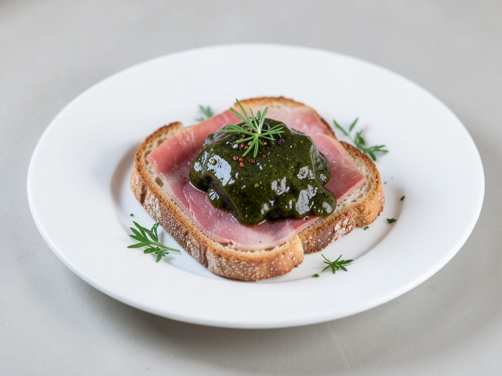 Gelatina al rafano con pane al prosciutto
