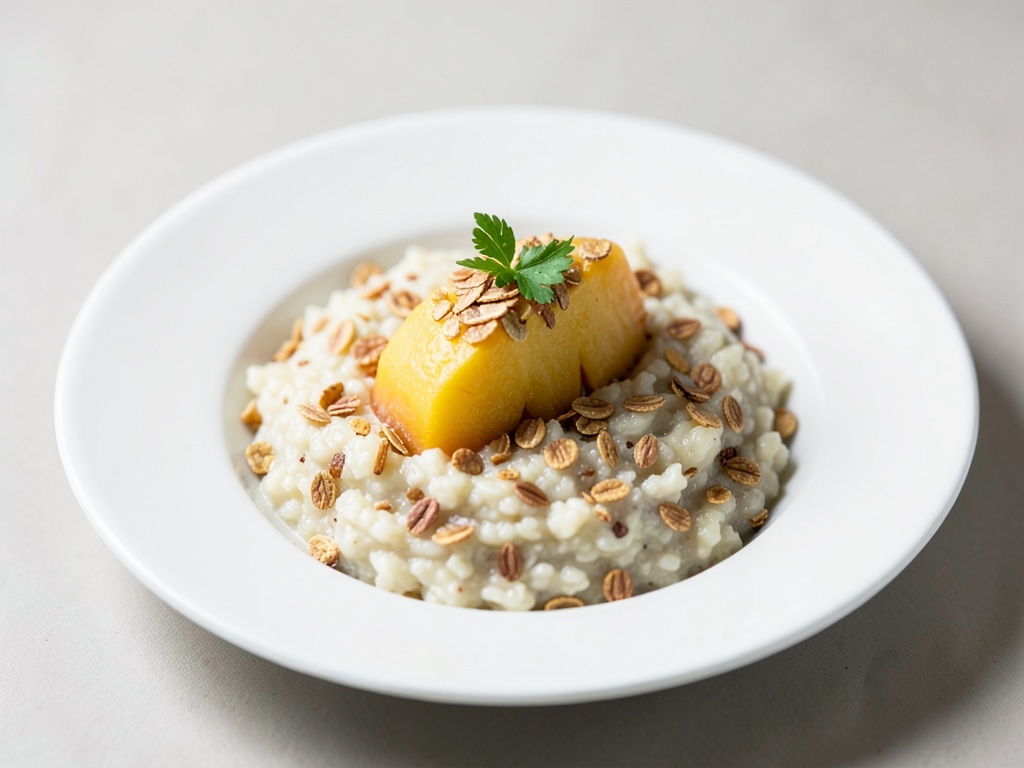Porridge di melone e latte con fiocchi di cereali