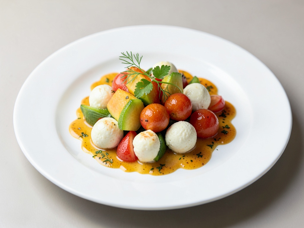 Bolitas frescas de melón y mozzarella