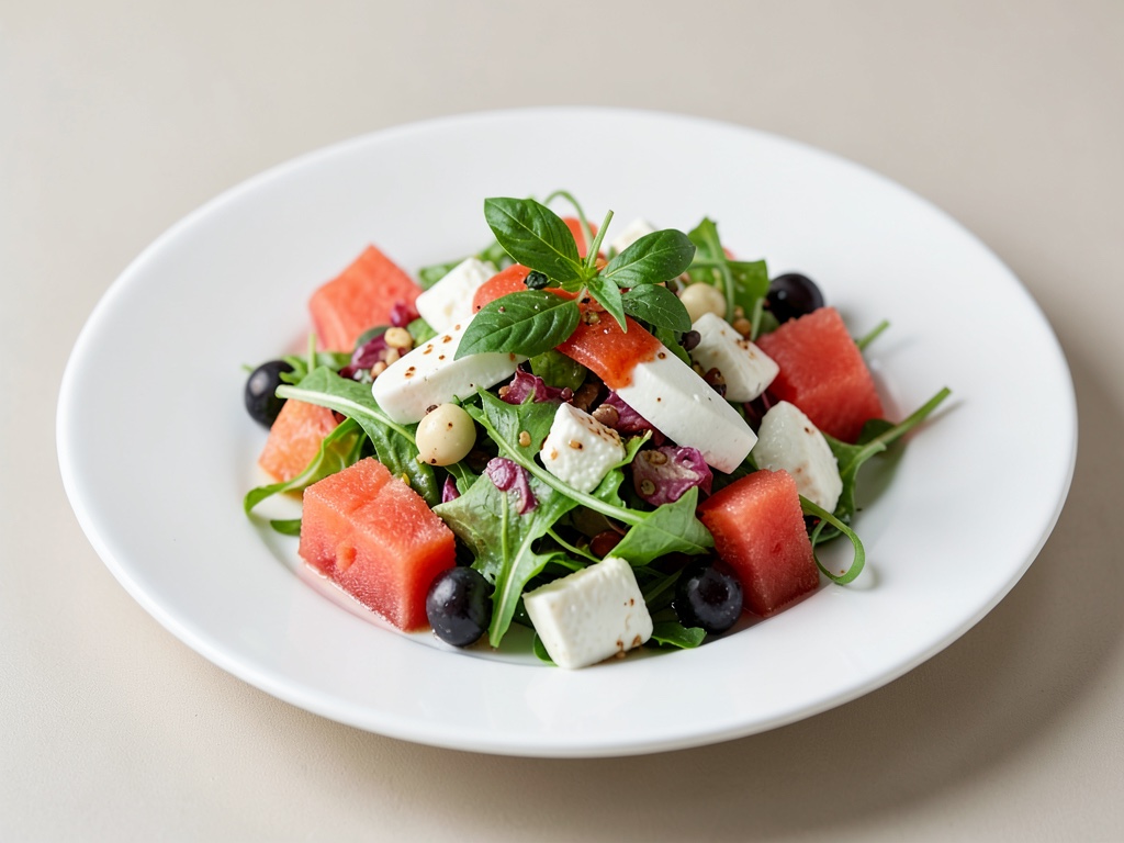 Insalata estiva fresca con anguria e mozzarella