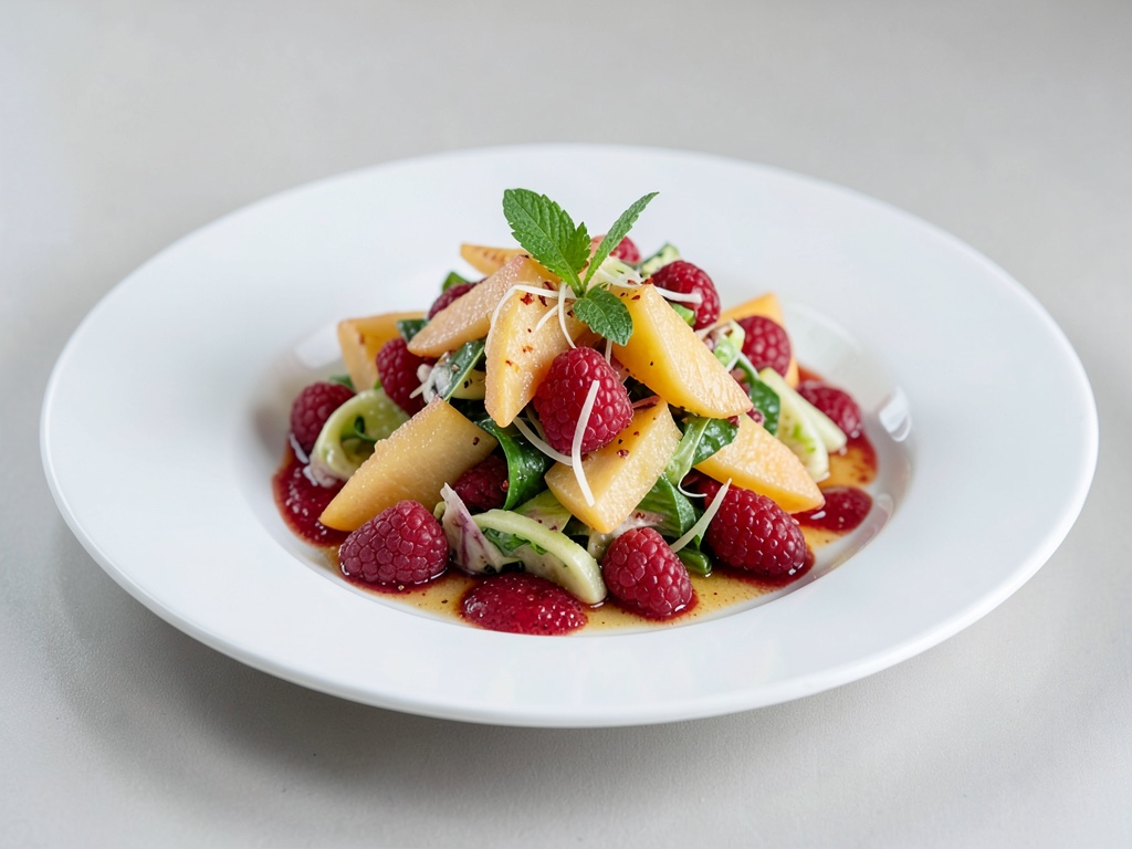 Insalata rinfrescante di melone e lamponi