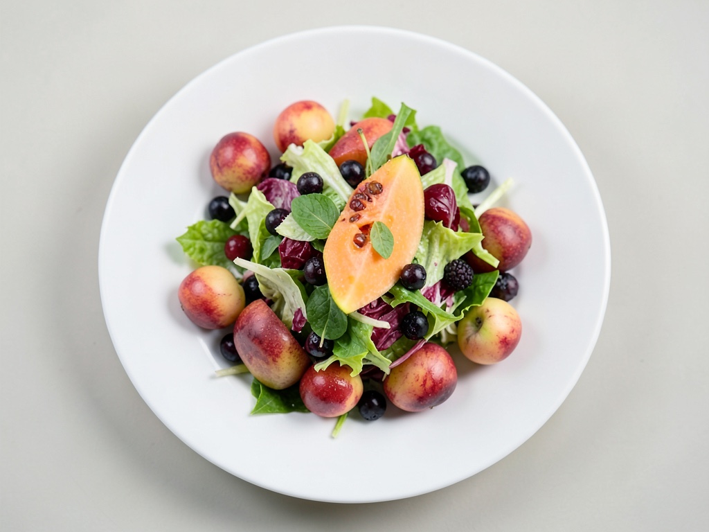 Insalata di melone fruttata con frutti di bosco e formaggio di capra