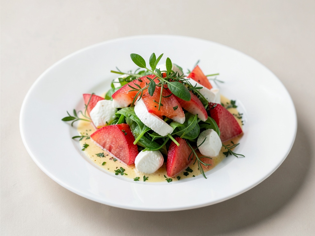 Insalata fresca di melone e mozzarella con erbe aromatiche