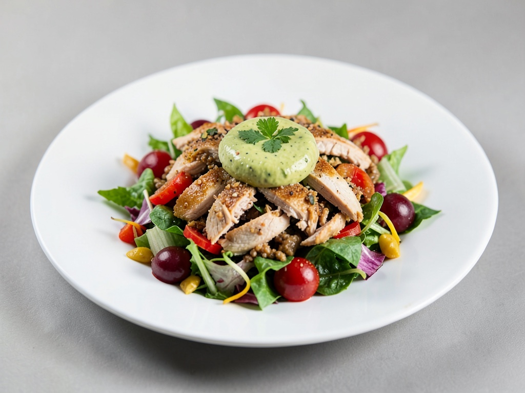 Fresca insalata di pollo messicana con dip all'avocado