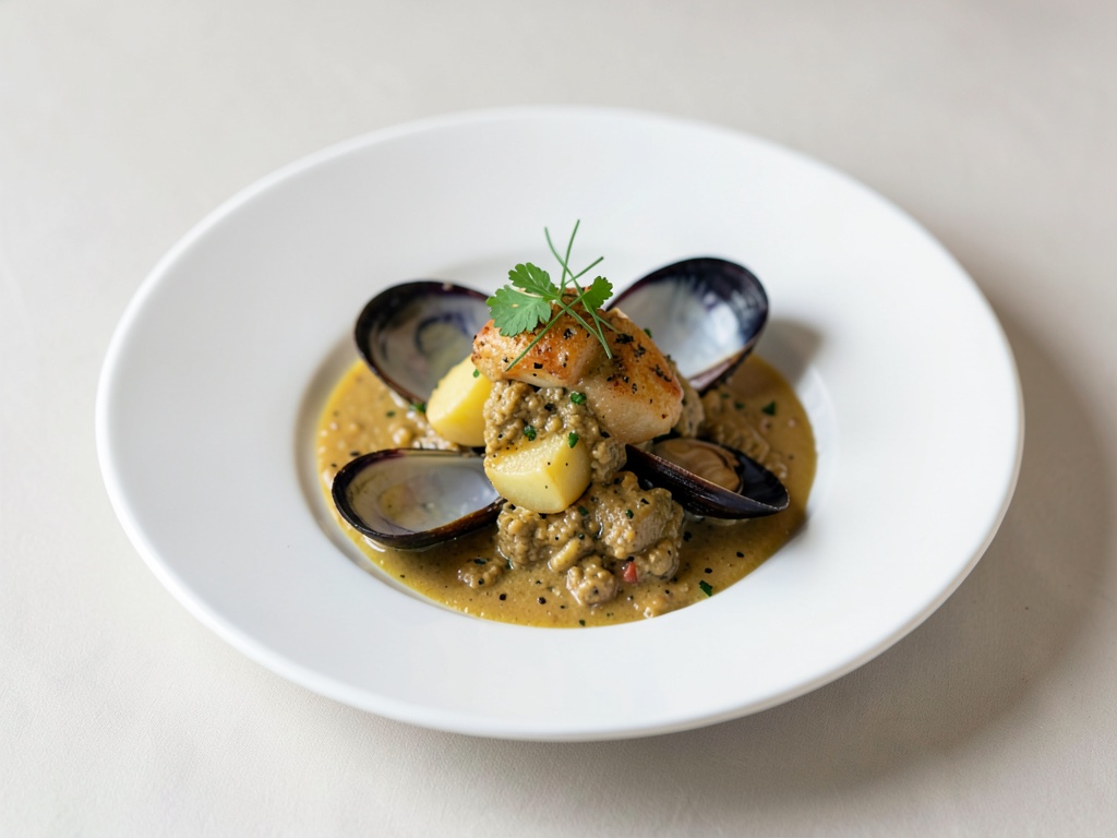 Cozze con patate in salsa di senape