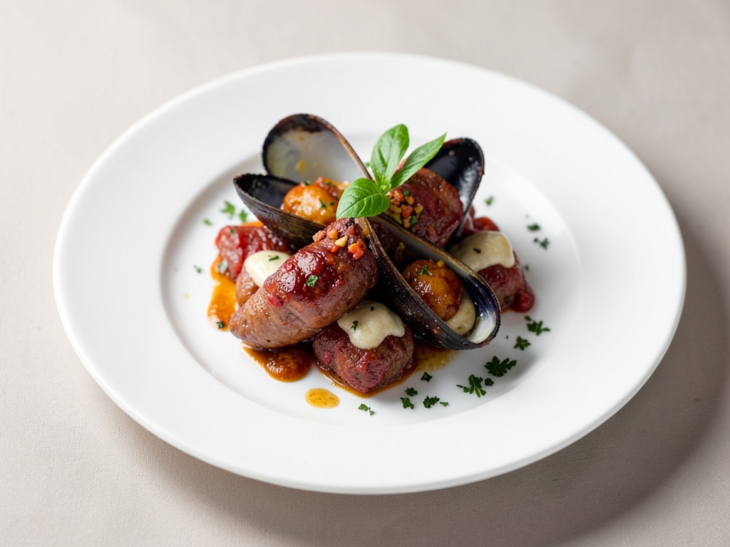Miesmuscheln mit scharfer Wurst (Chorizo)