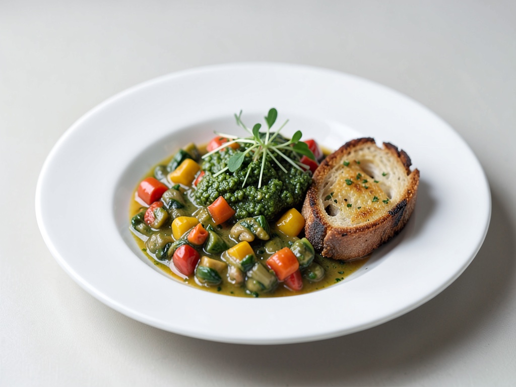Minestrone avec crostini au pesto