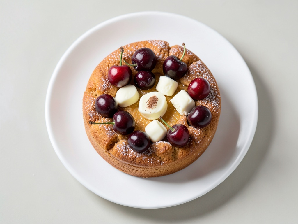 Kleine Kuchen mit Kirschen und Marzipan