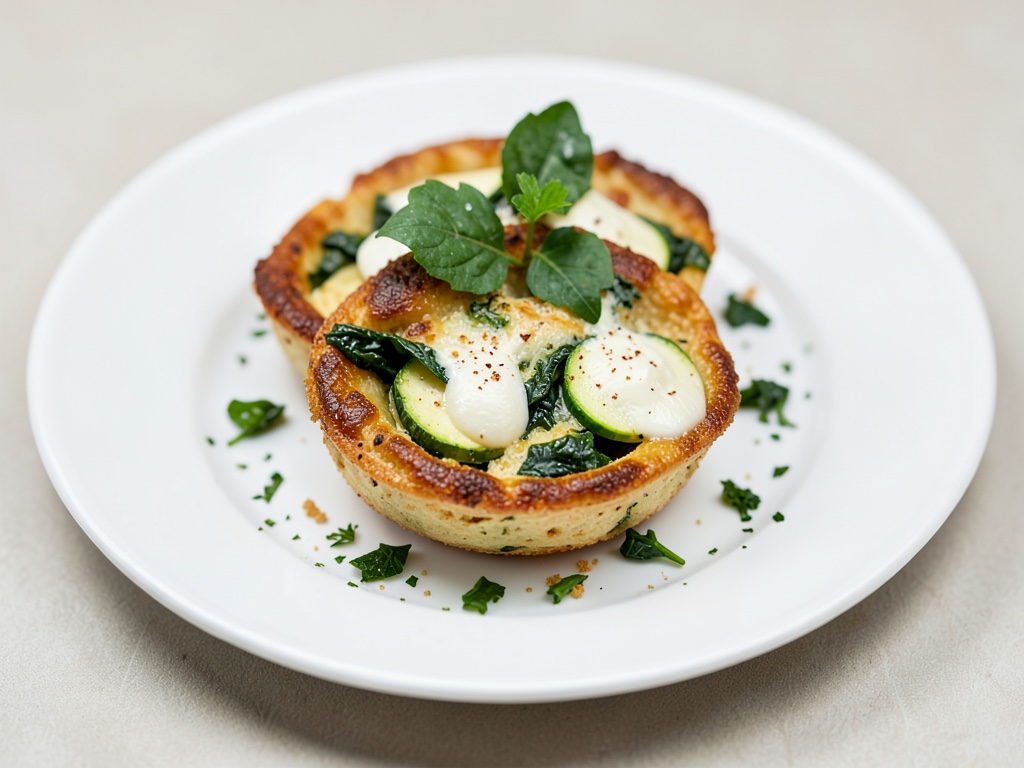 Knusprige Mini-Quiches mit Zucchini, Spinat und Mozzarella