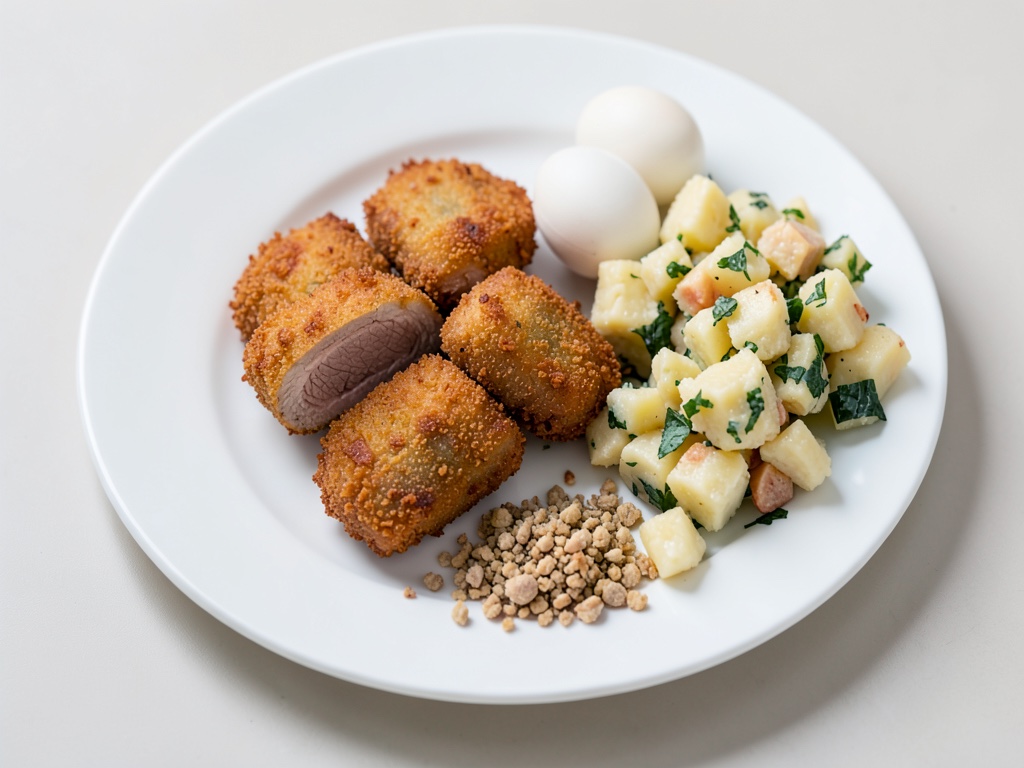 Schnitzel mini croccanti su insalata di patate fresca