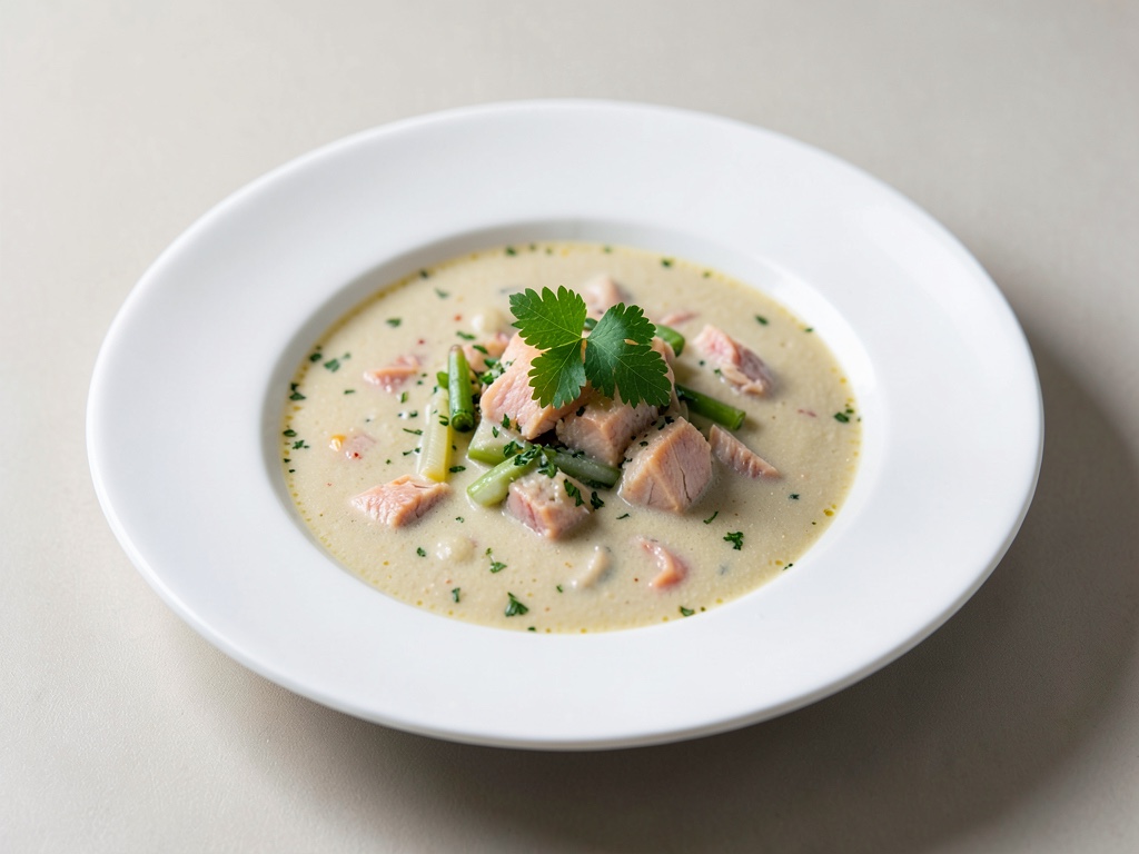 Zuppa cremosa al salmone e miso