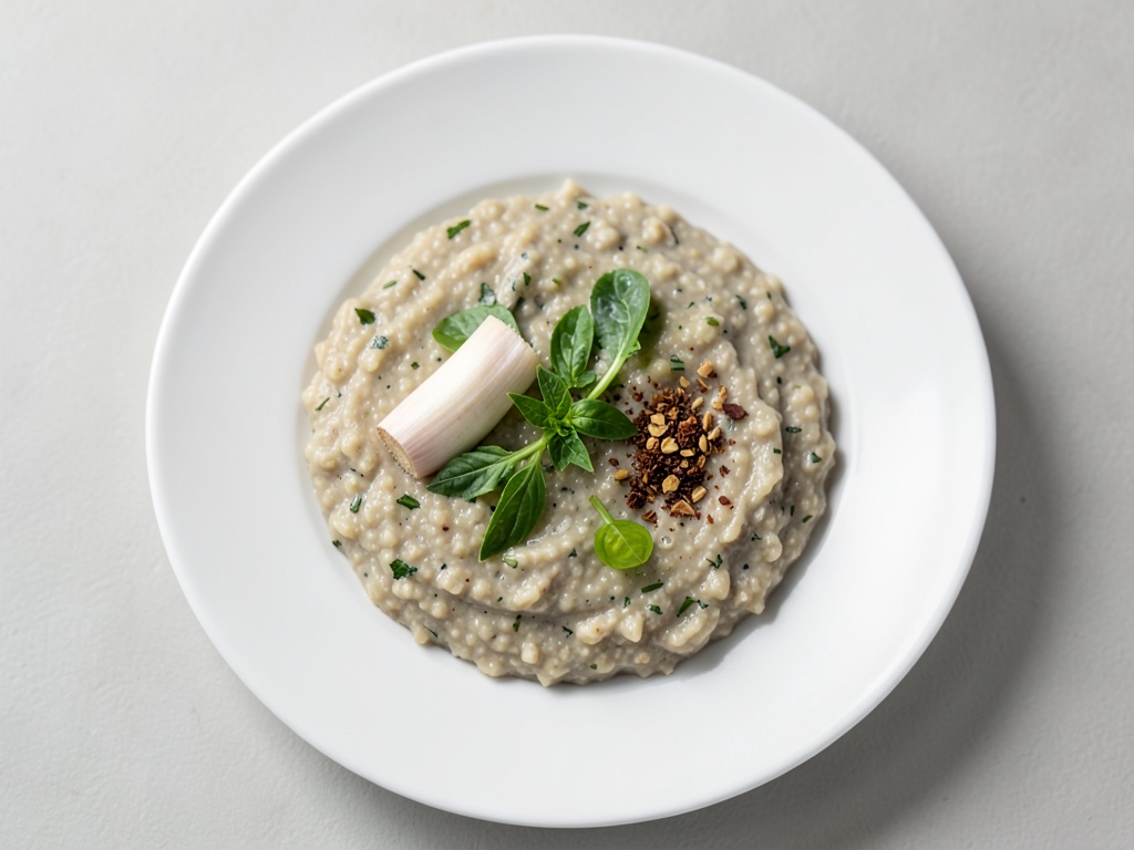 Avena salada de miso con huevo frito y espinacas